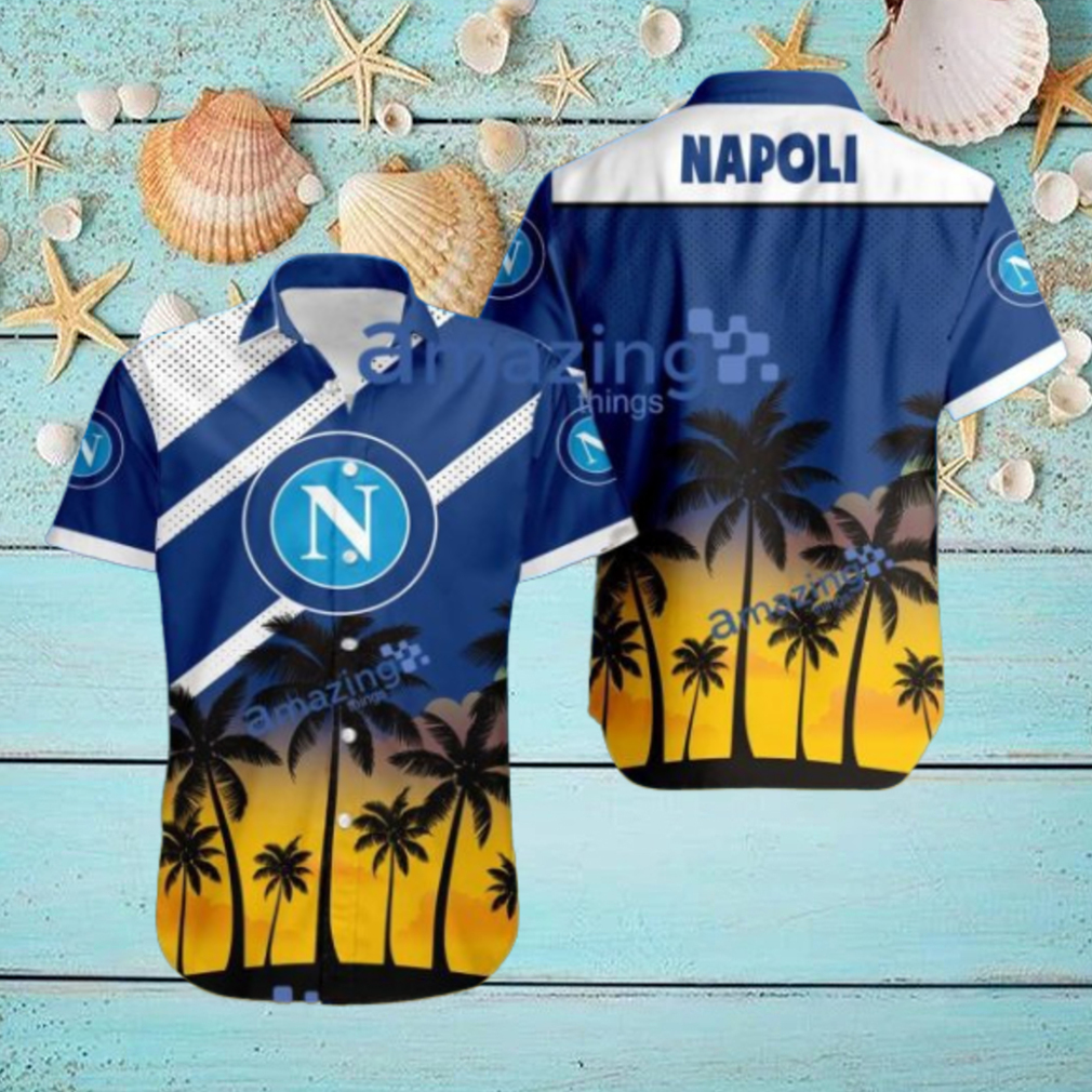 Napoli FC Logo Button Down Hawaiian Shirt Hip Summer Trend Napoli FC Logo Button Down Hawaiian Shirt Hip Summer Trend