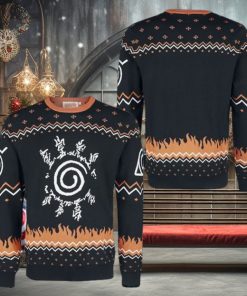 Naruto Eight Trigrams Sealing Style Orange And Black Pattern Holiday Ugly Christmas Sweater