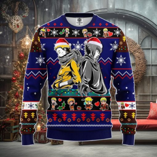 Naruto Sasuke Ugly Christmas Sweater Blue 1 Amazing Gift Men And Women Christmas Gift