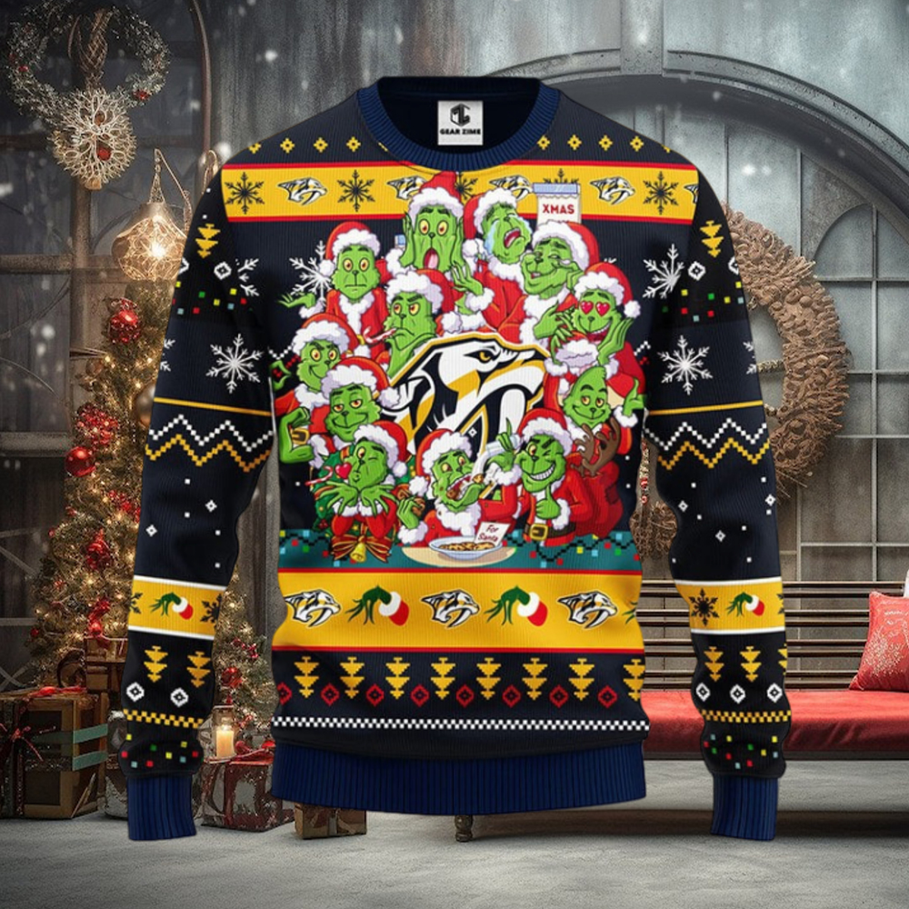 Nashville Predators 12 Grinch Xmas Day Christmas Ugly Sweater Nashville Predators 12 Grinch Xmas Day Christmas Ugly Sweater
