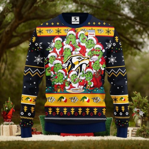 Nashville Predators 12 Grinch Xmas Day Christmas Ugly Sweater