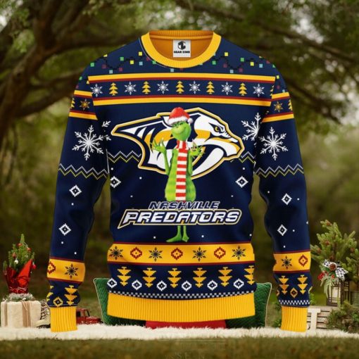 Nashville Predators Funny Grinch Christmas Ugly Sweater