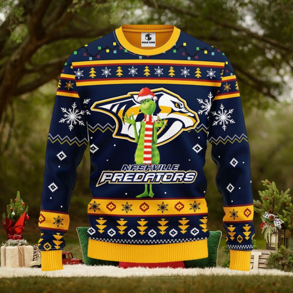 Nashville Predators Funny Grinch Christmas Ugly Sweater Nashville Predators Funny Grinch Christmas Ugly Sweater