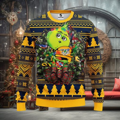 Nashville Predators Grinch Hug Christmas Ugly Sweater