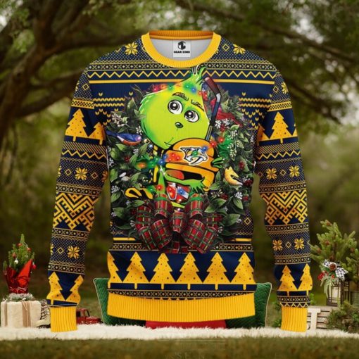 Nashville Predators Grinch Hug Christmas Ugly Sweater