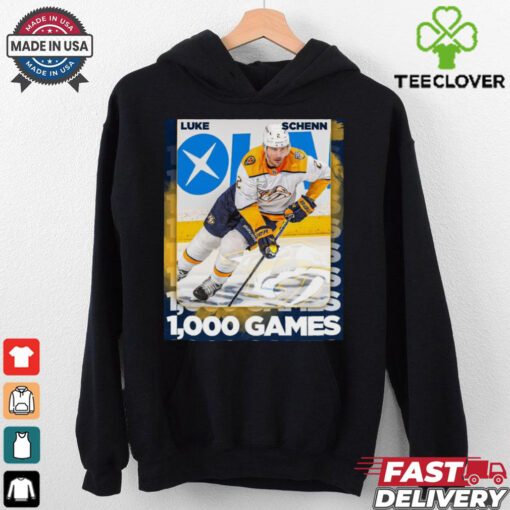 Nashville Predators Luke Schenn reaching 1,000 career NHL games Poster t hoodie, sweater, longsleeve, shirt v-neck, t-shirt