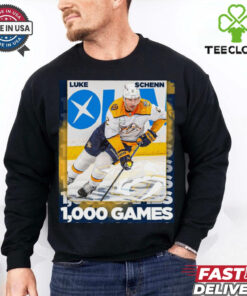 Nashville Predators Luke Schenn reaching 1,000 career NHL games Poster t hoodie, sweater, longsleeve, shirt v-neck, t-shirt