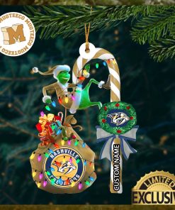 Nashville Predators NHL Grinch Candy Cane Personalized Xmas Gifts Christmas Tree Decorations Ornament_58275013 1