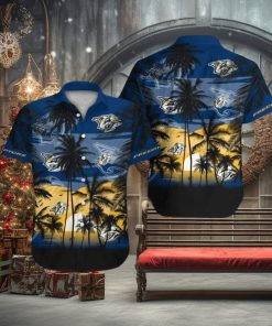 Nashville Predators Short Sleeve Button Up Tropical Shirt Hawaiian Shirt