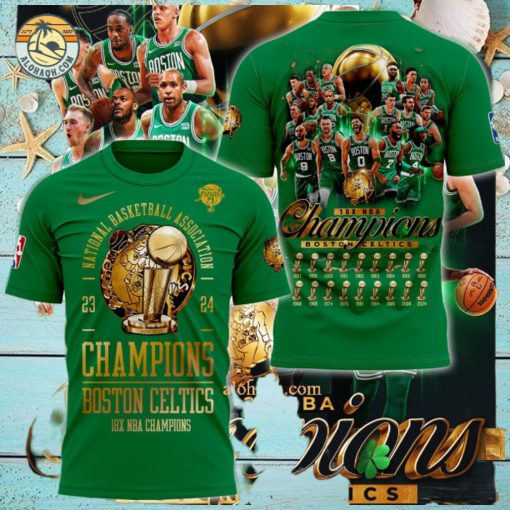 National Basketball Association 2023 2024 Champions Boston Celtics 18X NBA 3D T Shirt
