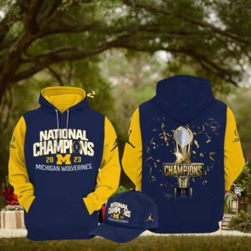 National Champions 2023 Michigan Wolverines Football Cup Blue Design 3D Hoodie