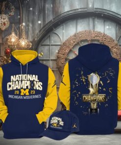 National Champions 2023 Michigan Wolverines Football Cup Blue Design 3D Hoodie