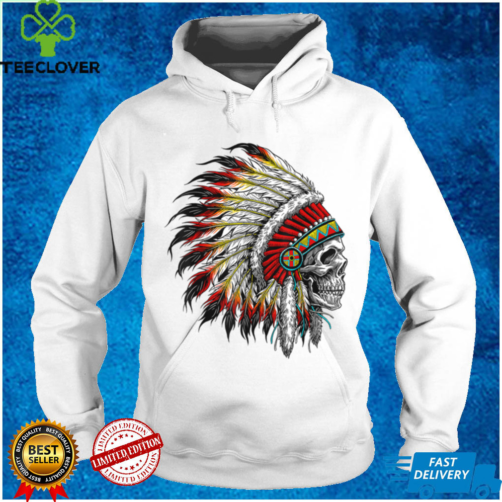 _Native American Indian Chief Skull Motorcycle Headdress _ T Shirt