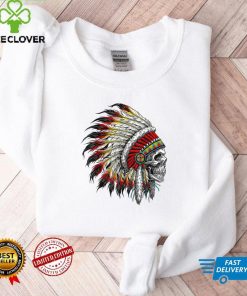 _Native American Indian Chief Skull Motorcycle Headdress _ T Shirt