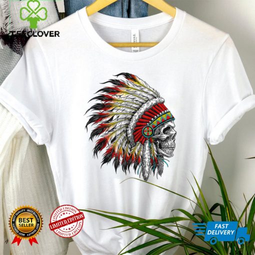 _Native American Indian Chief Skull Motorcycle Headdress _ T Shirt