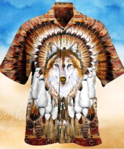 Native American Wolf Feather Headdress Edition Hawaiian 3D Hawaii Shirts