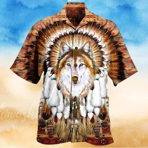 Native American Wolf Feather Headdress Edition Hawaiian 3D Hawaii Shirts