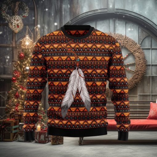Native Feather Ugly Christmas Sweater Gift Men Women