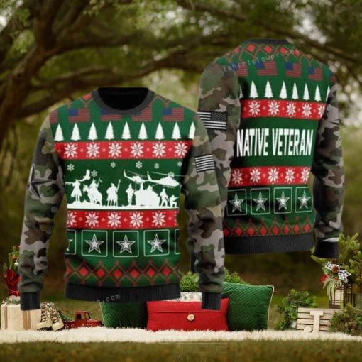 Native Veterian Soldiers Chrismas Ugly Christmas Sweater