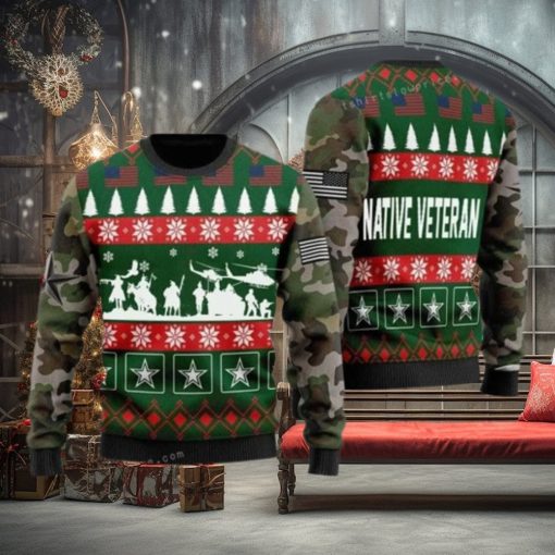 Native Veterian Soldiers Chrismas Ugly Christmas Sweater