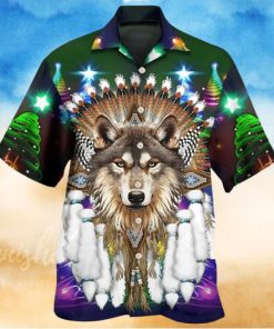 Native Wolf And Merry Christma 3D Hawaii Shirt All Over Print Us Size Best Price