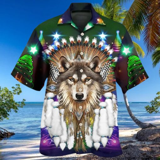 Native Wolf And Merry Christma 3D Hawaii Shirt All Over Print Us Size Best Price