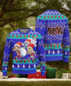 Natsu x Lucy x Happy Anime Ugly Christmas Sweater Custom Fairy Tail Xmas Gift