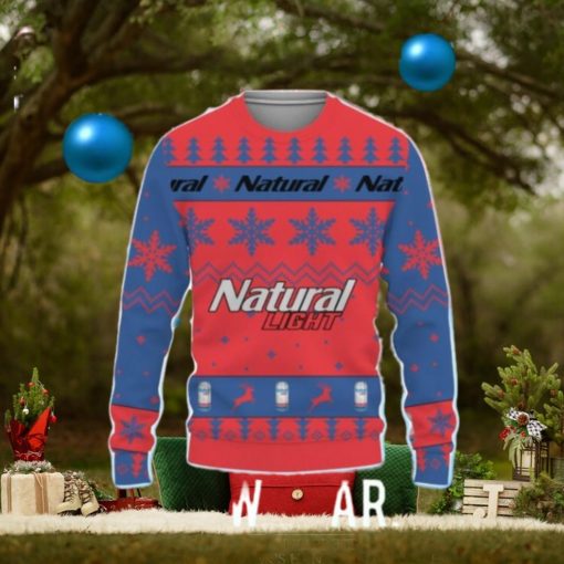 Natural Light Beers Big Snowflake Pattern Ugly Christmas 3D Sweater For Men And Women