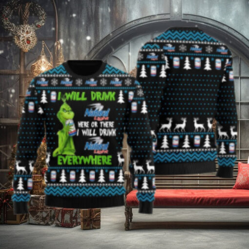 Natural Light Grinch Will Drink Everywhere Ugly Sweater
