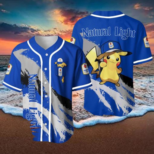 Natural Light Pikachu Pokemon Lover 3D Baseball Jersey Shirt