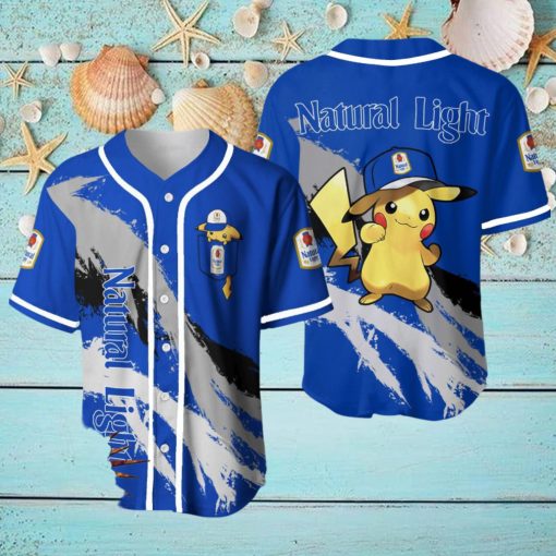 Natural Light Pikachu Pokemon Lover 3D Baseball Jersey Shirt