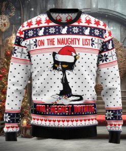 Naughty List Cat Meow Ugly Christmas Sweater Thankgiving Gift Men Women
