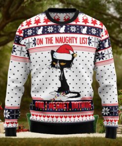 Naughty List Cat Meow Ugly Christmas Sweater Thankgiving Gift Men Women