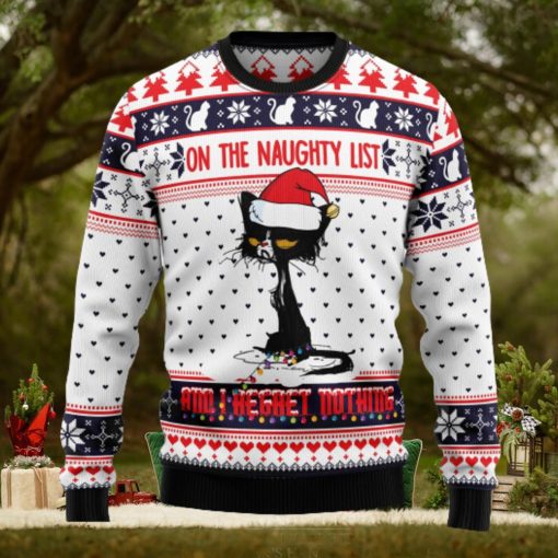 Naughty List Cat Meow Ugly Christmas Sweater Thankgiving Gift Men Women