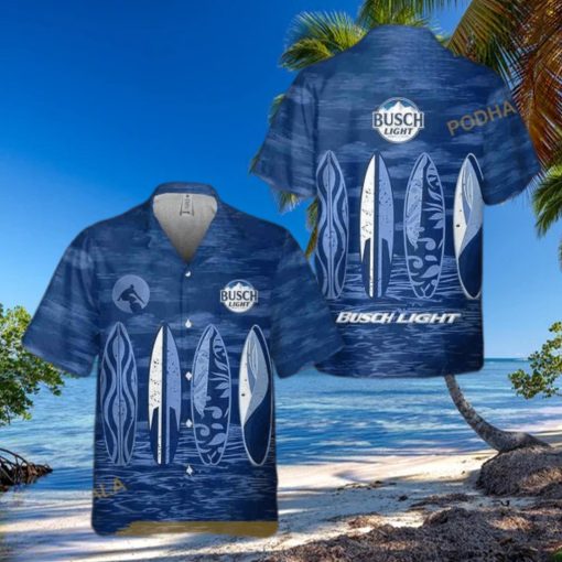 Navy Busch Light Funny Hawaiian Shirt Gift For Beer Drinkers