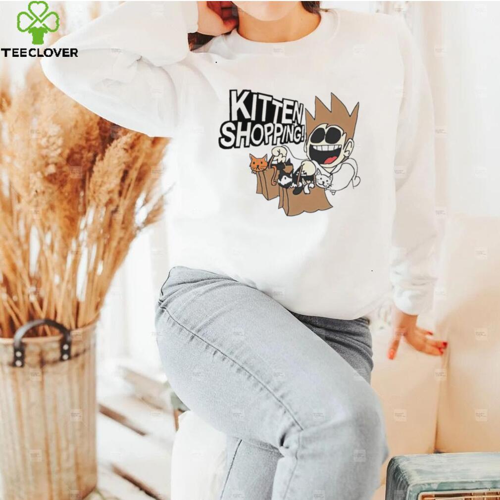 Navy Kitten Shopping cartoon shirt Navy Kitten Shopping cartoon shirt