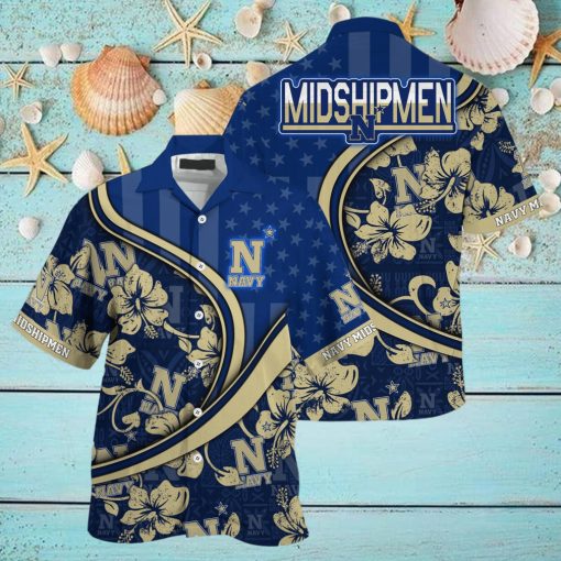 Navy Midshipmen NCAA Us Flag Hawaiian Shirt Custom Summer Aloha Shirt