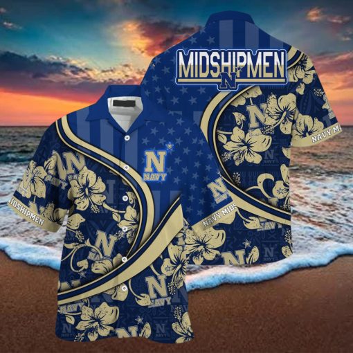 Navy Midshipmen NCAA Us Flag Hawaiian Shirt Custom Summer Aloha Shirt