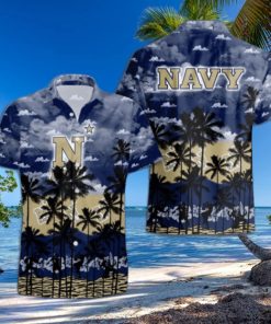 Navy Midshipmen Palms Tree Hawaiian Shirt