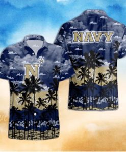 Navy Midshipmen Palms Tree Hawaiian Shirt