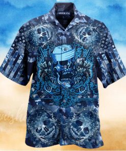 Navy Skull Hawaiian Shirt