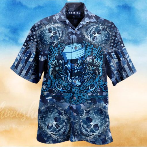 Navy Skull Hawaiian Shirt