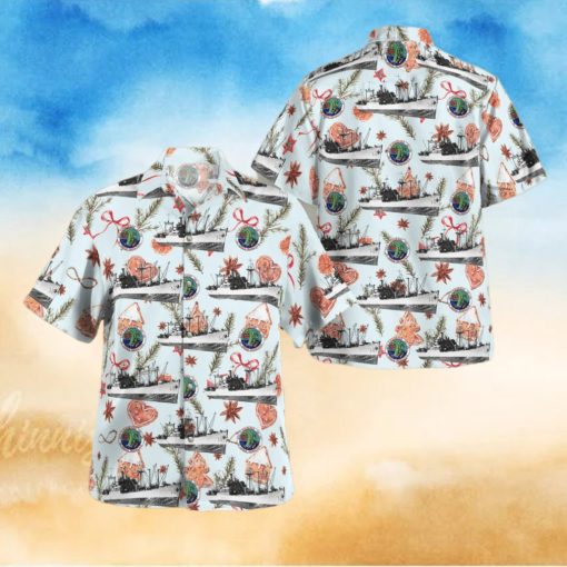 Navy USS Firedrake Christmas Seamless Button Up Hawaiian Shirt Beach Gift
