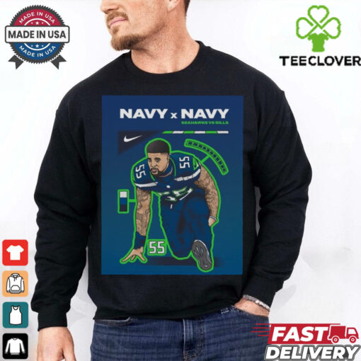 Navy X Navy Seahawks vs Bills 2024 Week 8 Game Shirt
