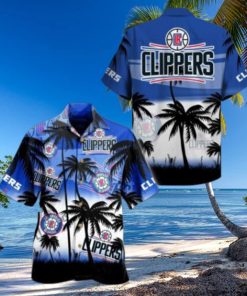 Nba Los Angeles Clippers Blue White Palm Tree Trendy Hawaiian Shirt Aloha Shirt