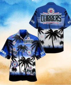 Nba Los Angeles Clippers Blue White Palm Tree Trendy Hawaiian Shirt Aloha Shirt