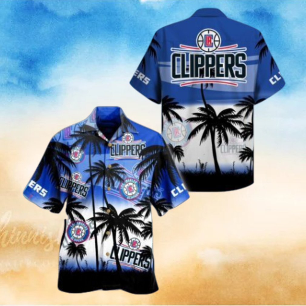 Nba Los Angeles Clippers Blue White Palm Tree Trendy Hawaiian Shirt Aloha Shirt Nba Los Angeles Clippers Blue White Palm Tree Trendy Hawaiian Shirt Aloha Shirt