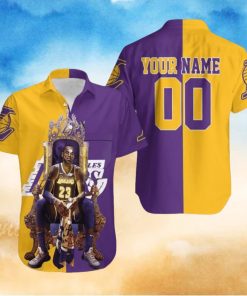 Nba Los Angeles Lakers Custom Name Number Golden Purple Lebron James 23 Trendy Hawaiian Shirt V4 Aloha Shirt