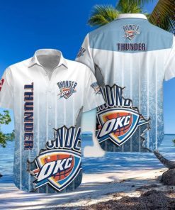Nba Oklahoma City Thunder Bright Blue Scratch Trendy Hawaiian Shirt Aloha Shirt