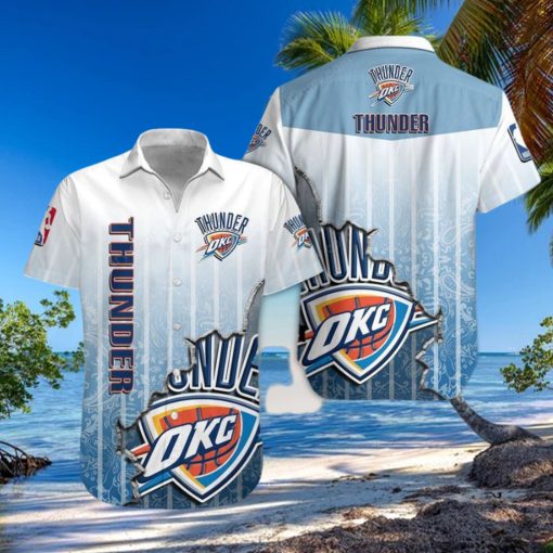 Nba Oklahoma City Thunder Bright Blue Scratch Trendy Hawaiian Shirt Aloha Shirt